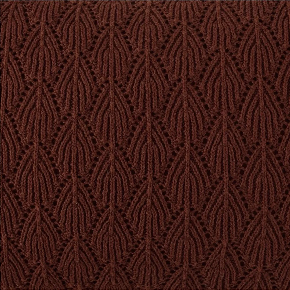 JEREMIAH BRENT NWT cotton knitted pointelle lumbar accent pillow -brown -20x12 - Picture 3 of 11